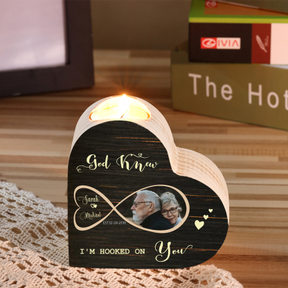 Customized Infinity Love Couple Heart Candle Holder Engrave Photo Candlesticks Valentines Gift