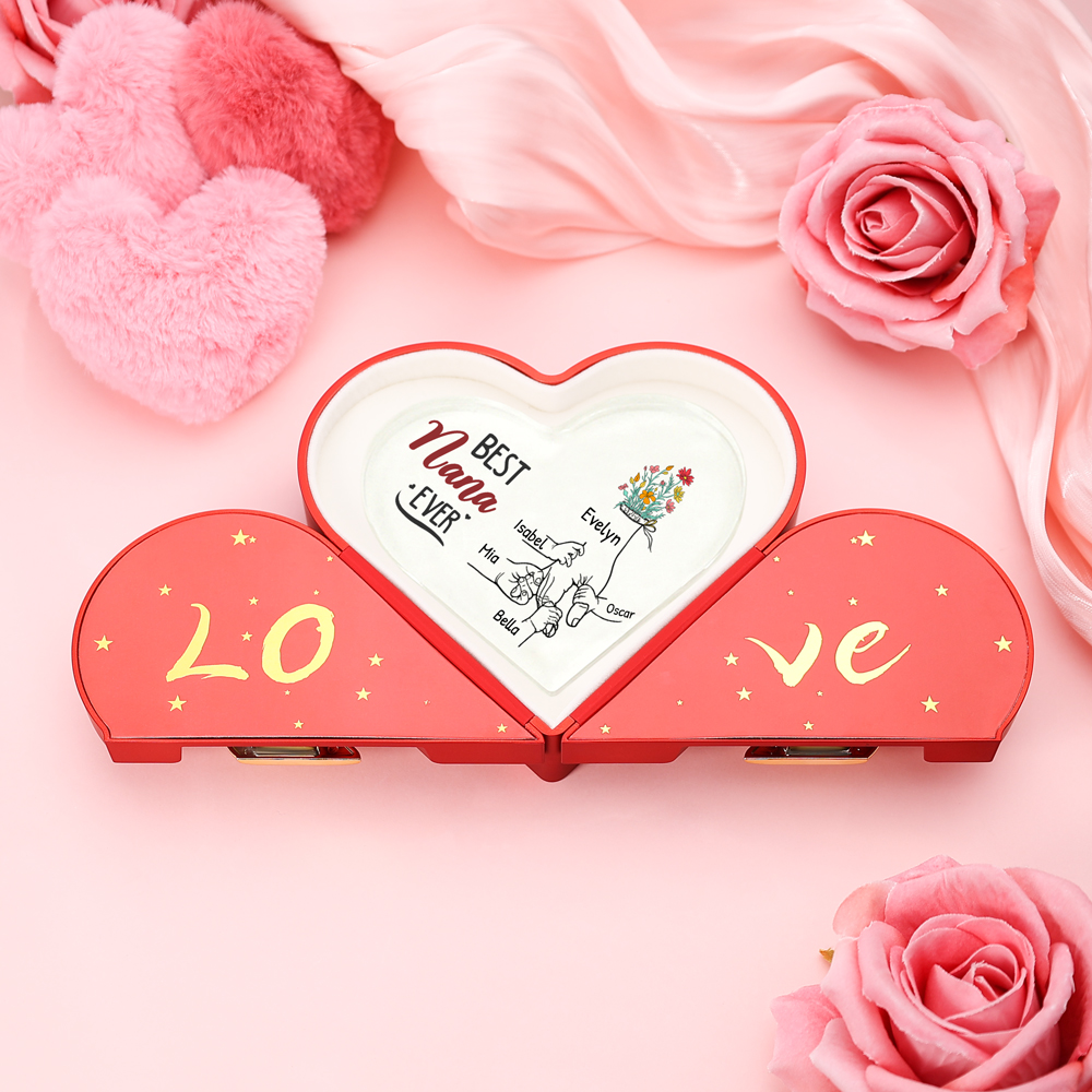 Personalized Acrylic Heart Keepsake Custom 2–7 Names Ornaments Flower Gifts for Grandma - Best Nana Ever