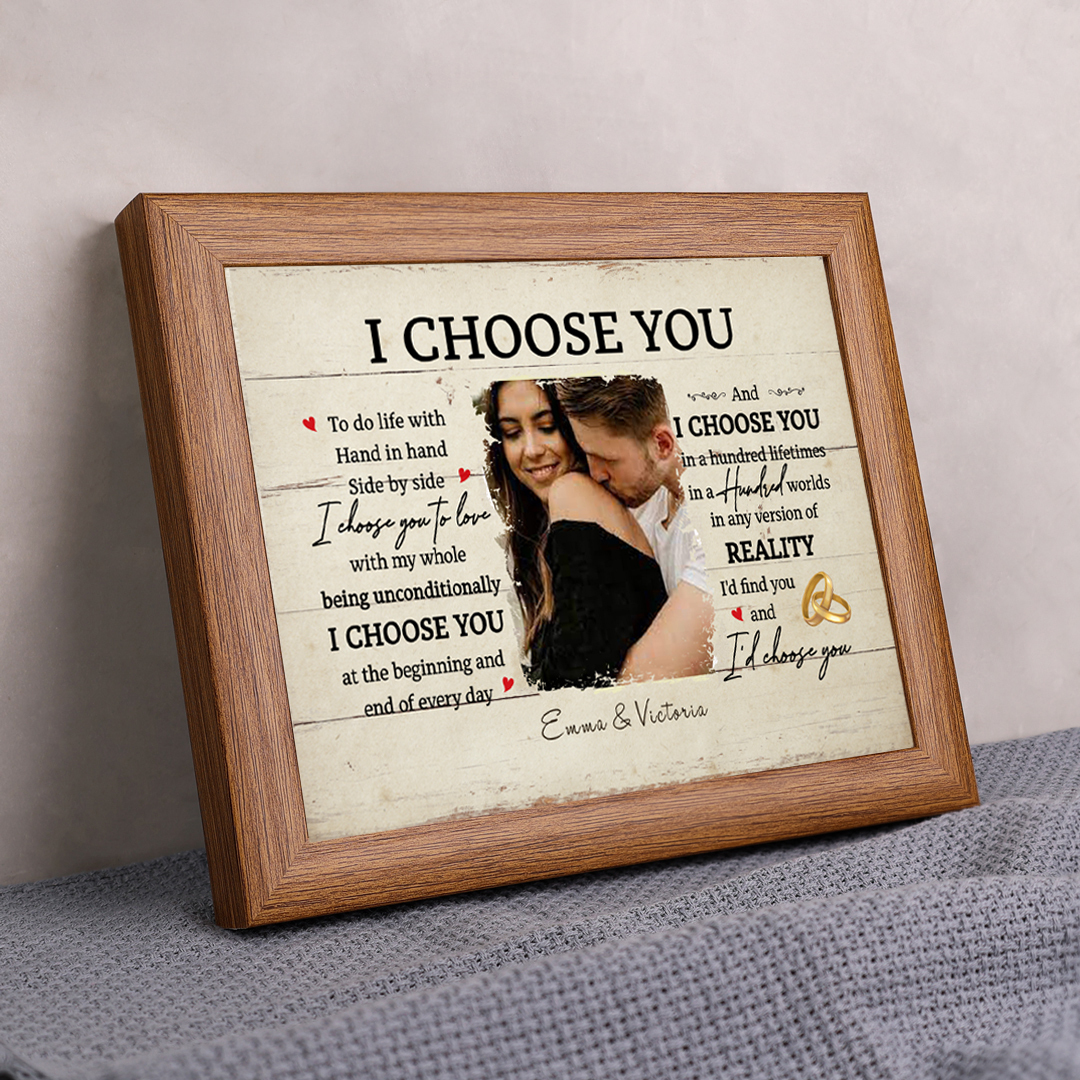 Couple Photo Frame Personalized Names I Choose You LED Light Shadow Box Romantic Gifts