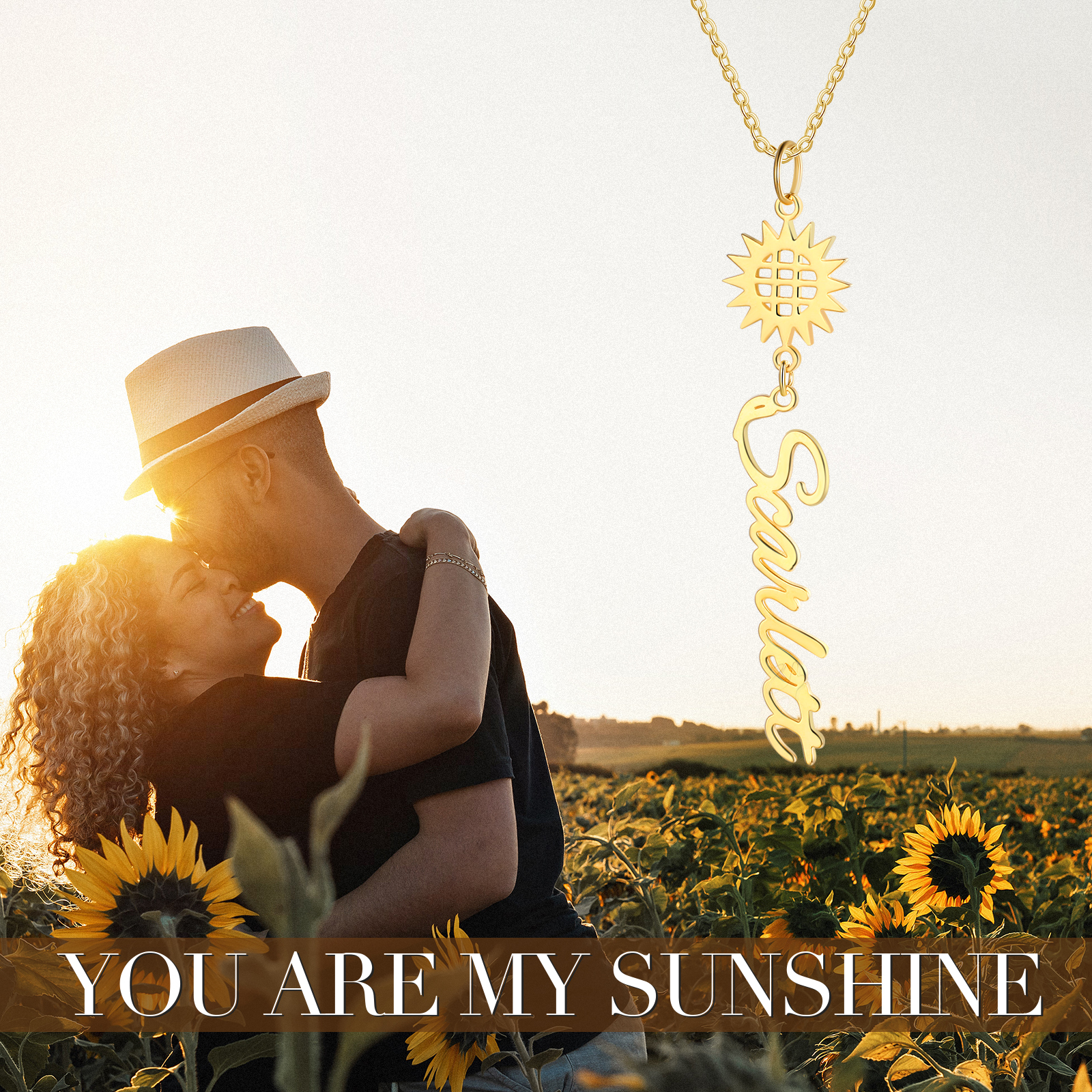 Personalized Sunflower Name Necklace Gifts for Her