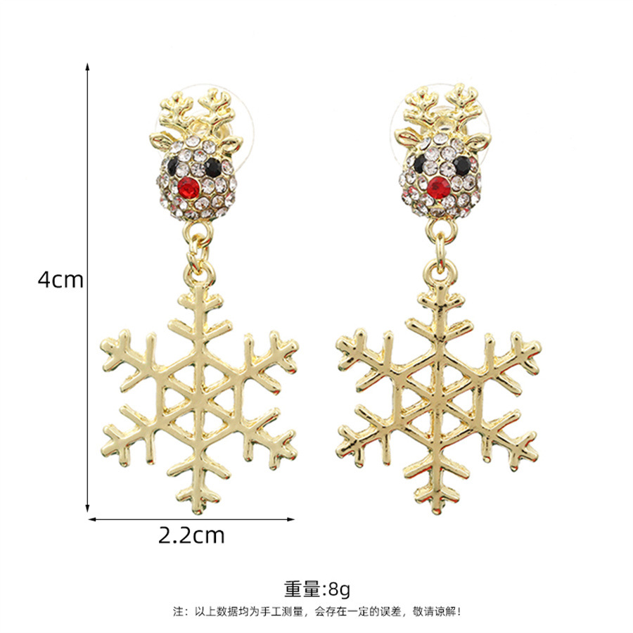 Christmas Reindeer Snowflake Earrings Festive Gift for Family