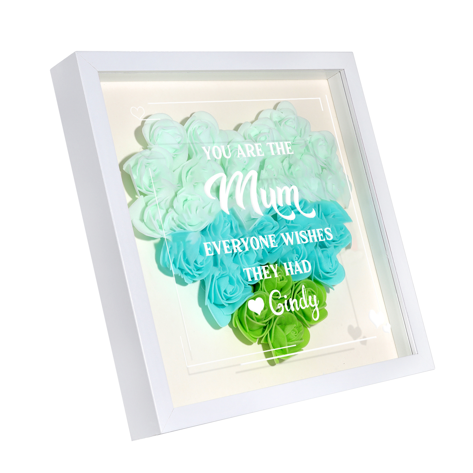 Personalized 1 Nickname &1 Name Heart-Shaped Rose Shadow Box Frame – Custom Gift for Mom, Grandma & Loved Ones| Jessemade