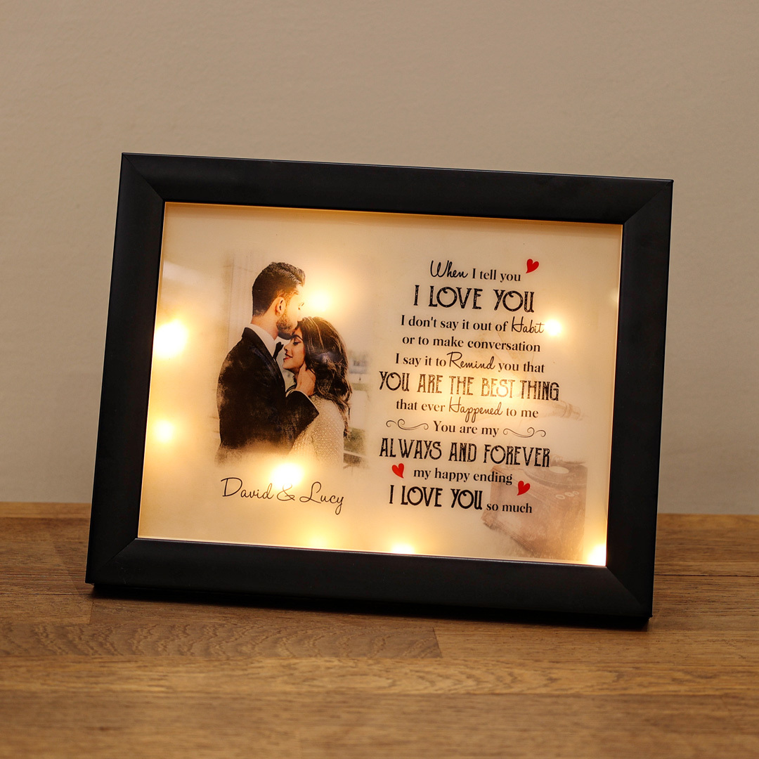 Personalized Photo Frame I Love You LED Light Shadow Box Couple Gifts
