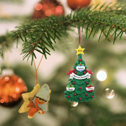 3 Names - Personalized Christmas Tree Ornaments Custom Text & Year Wooden Christmas Pendant Gifts for Family Friends