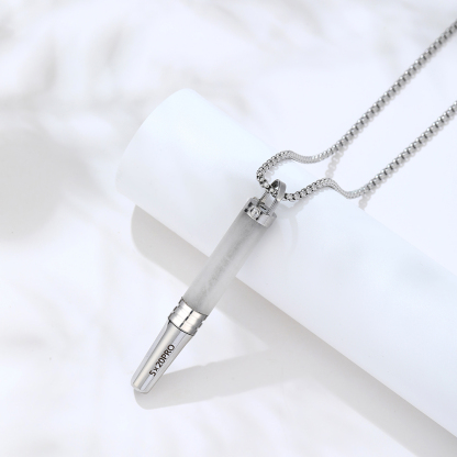 Gemstone Cylinder Breathing Necklace, Steel Tip