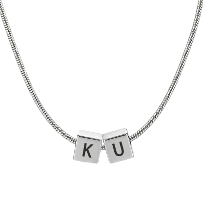 Personalized Stainless Steel Cube 1-6 Letters Necklace for Men
