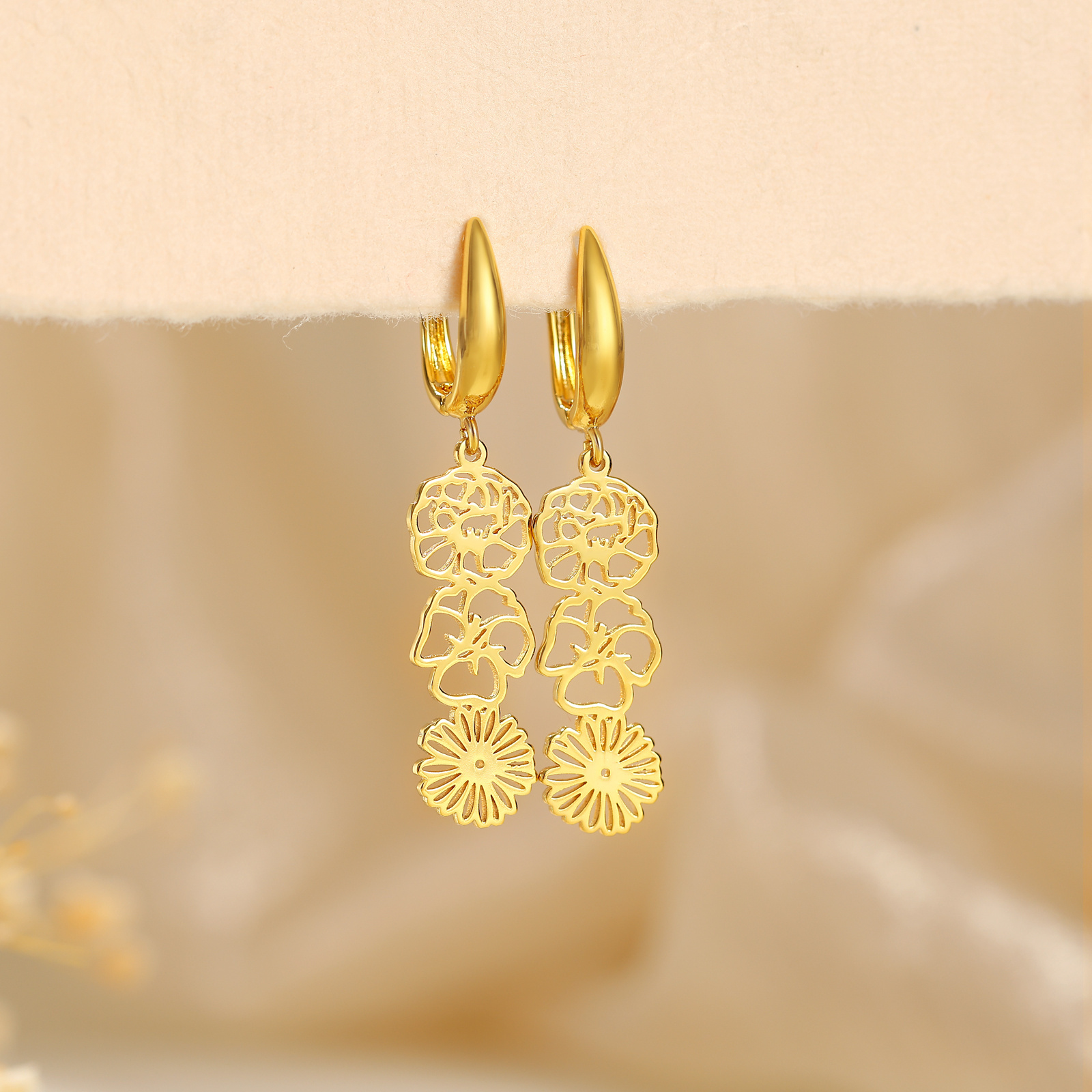 Personalized Birth Flower Earring Floral Dangle Earrings