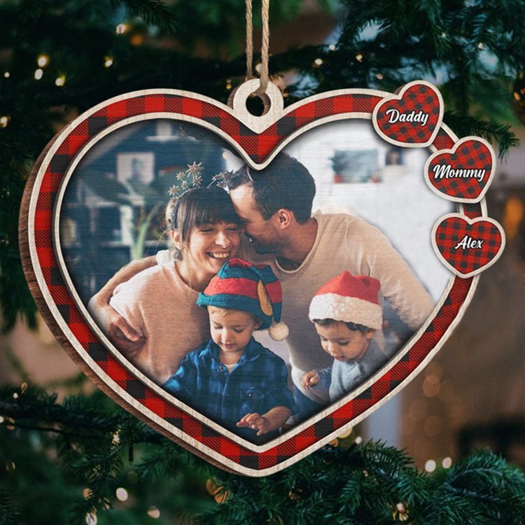 Personalized Family Heart Christmas Ornament Custom 6 Names Hanging Ornament Gifts For Family