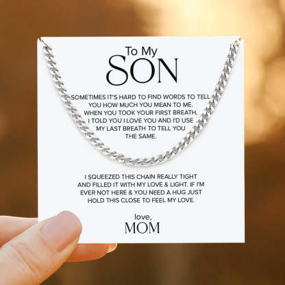 Mom To Son Cuban Link Chain Necklace Gift Set