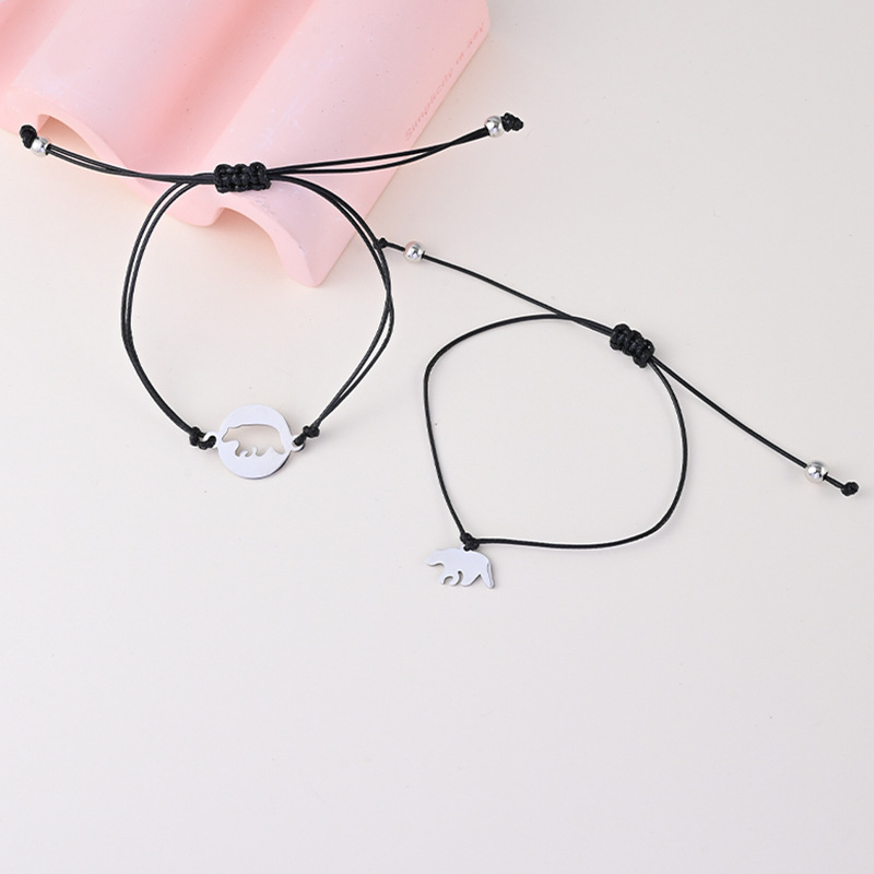 2 Pcs Parent-Child Bracelet Set Bear Bracelet Back to School Gift for Kids