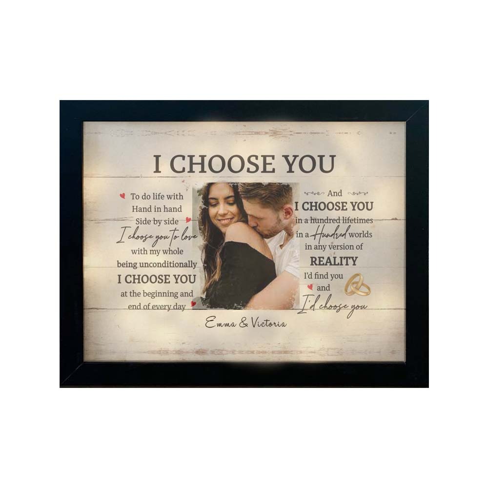 Couple Photo Frame Personalized Names I Choose You LED Light Shadow Box Romantic Gifts