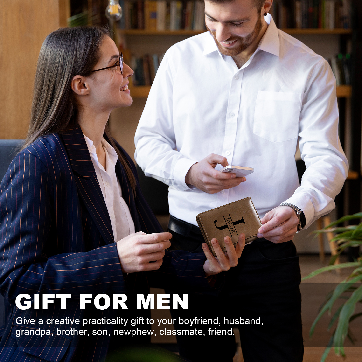 Men Photo Wallet Personalized Monogram Wallet for Him