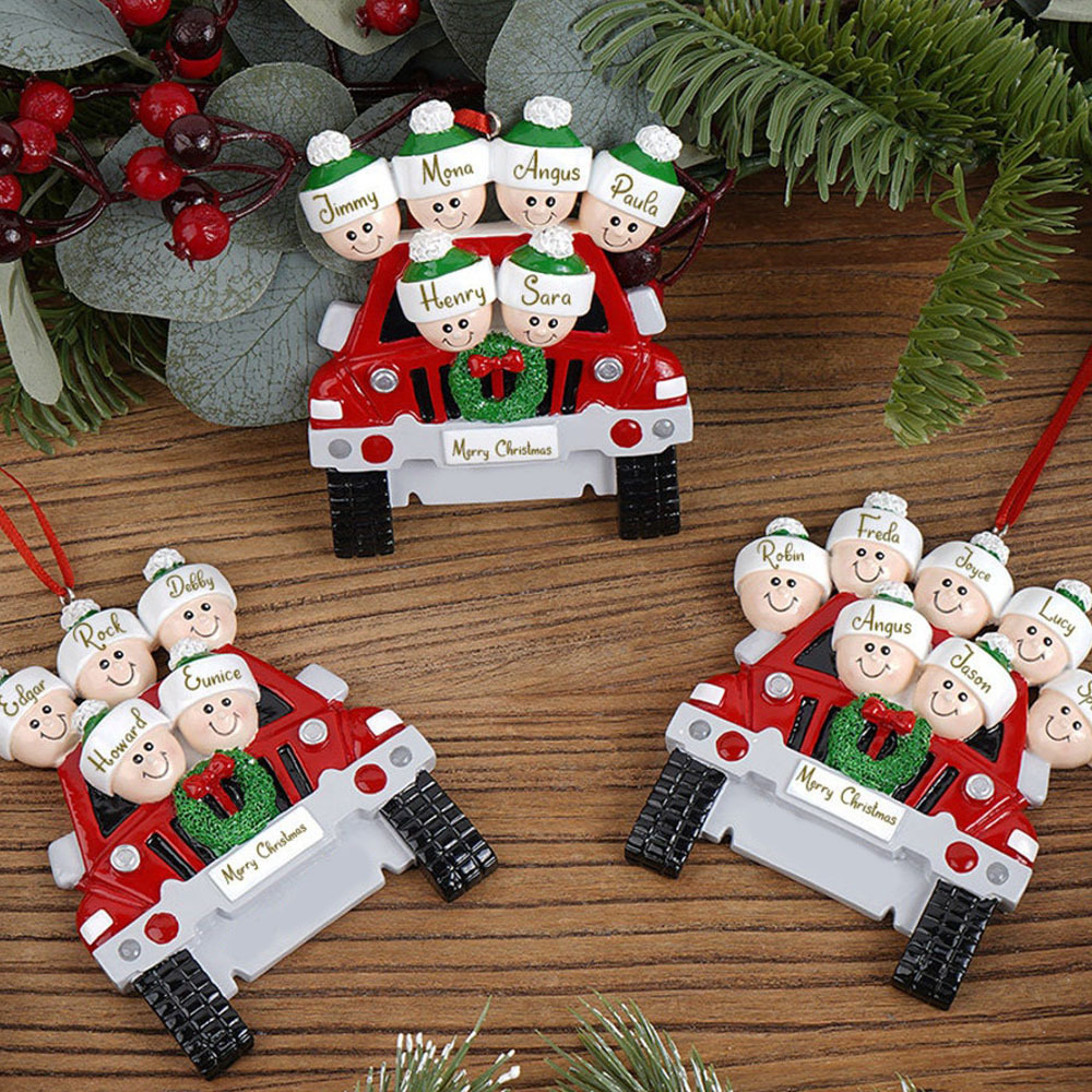 Personalized Family Car Christmas Tree Ornament with 3 Names Xmas Ornaments