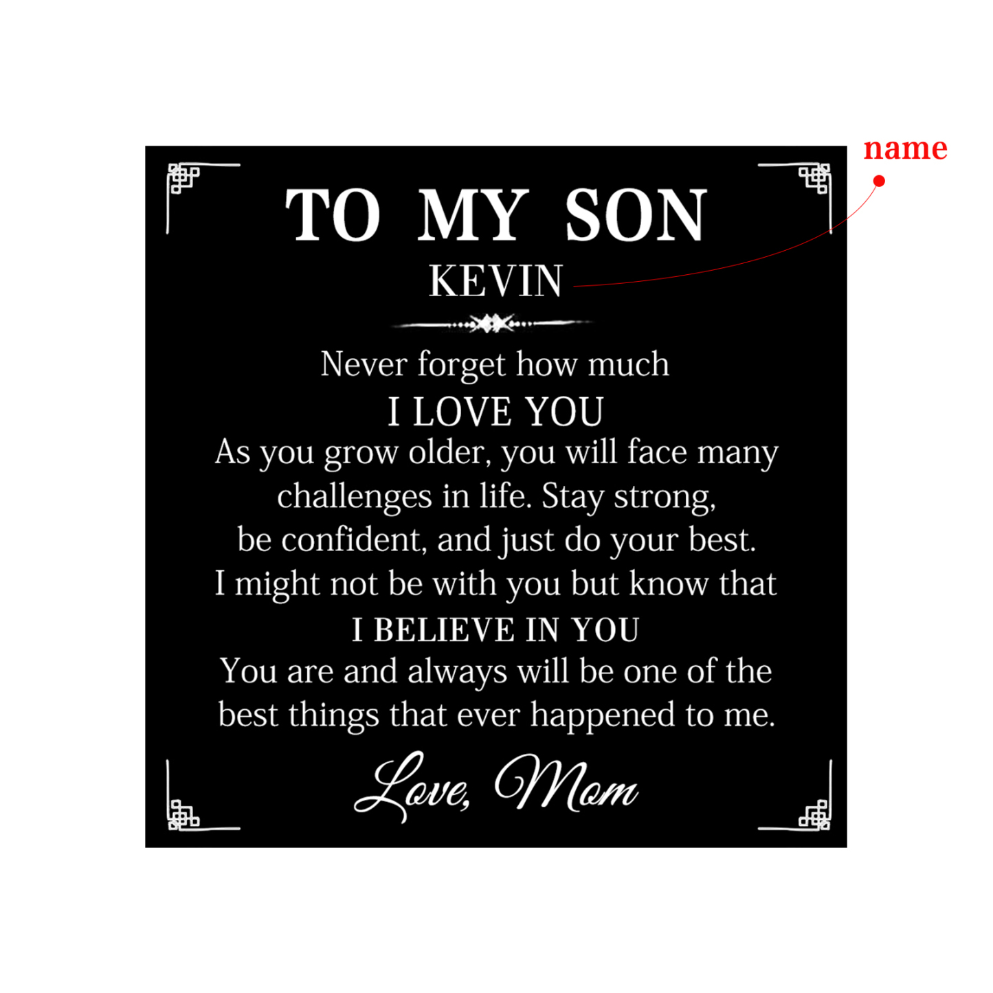 To My Son Bracelet Personalized Name Message Card Braided Leather Bracelet Mom to Son Gift - Never Forget How Much I Love You