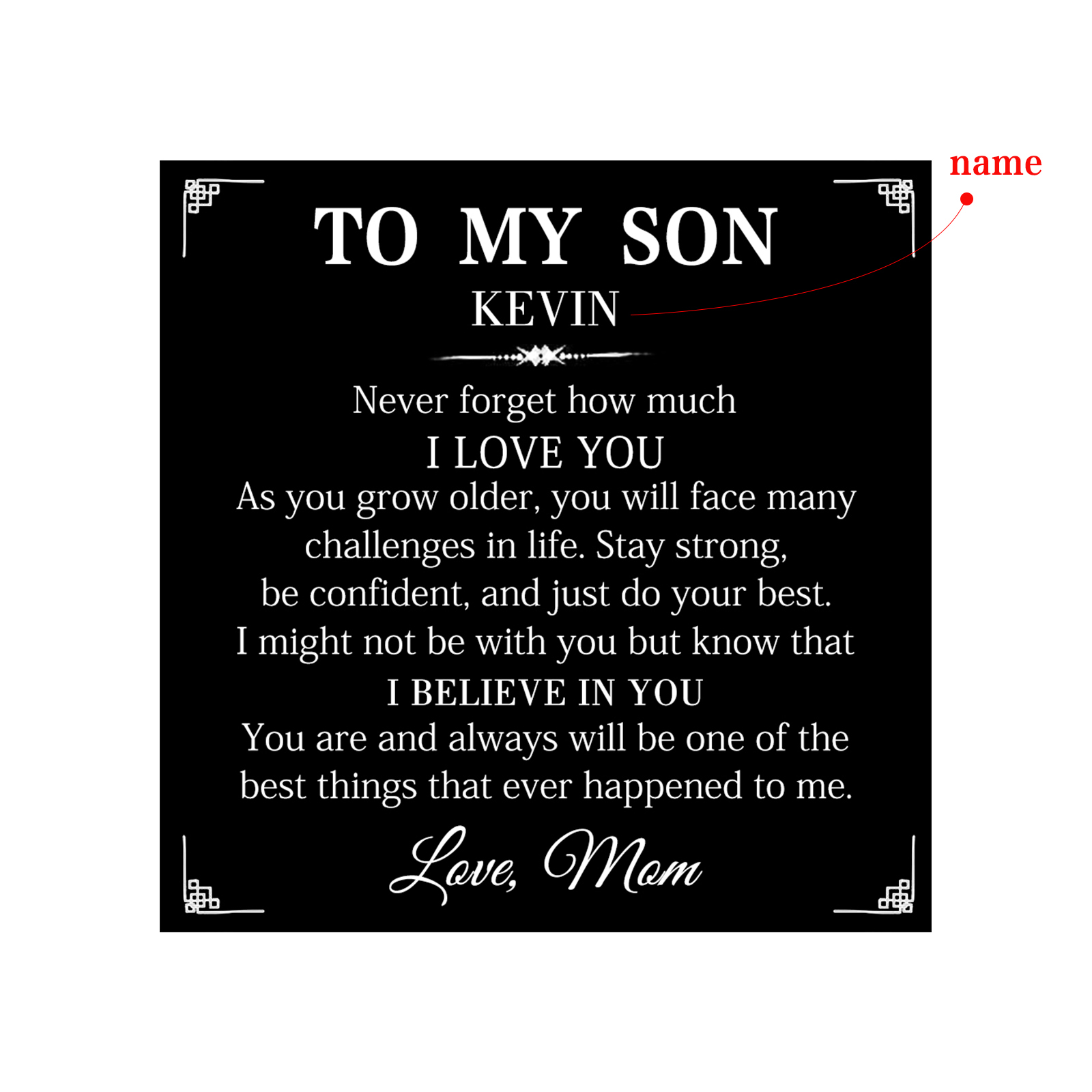 To My Son Bracelet Personalized Name Message Card Braided Leather Bracelet Mom to Son Gift - Never Forget How Much I Love You