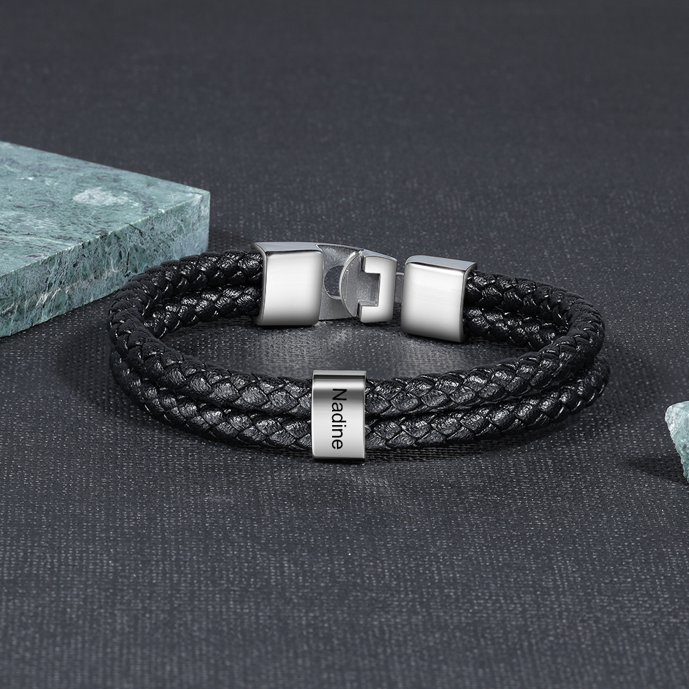 Personalized 1 Photo & 1 Letter & 3 Names Gift Set Custom Wallet & Bracelet Gift Box Set Christmas Gifts