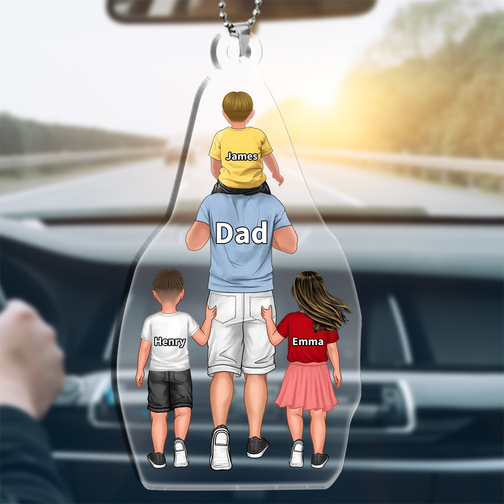 Personalized Family Hanging Ornament Custom 2–9 Names Keychain Acrylic Pendant Gift for Dad/Mom