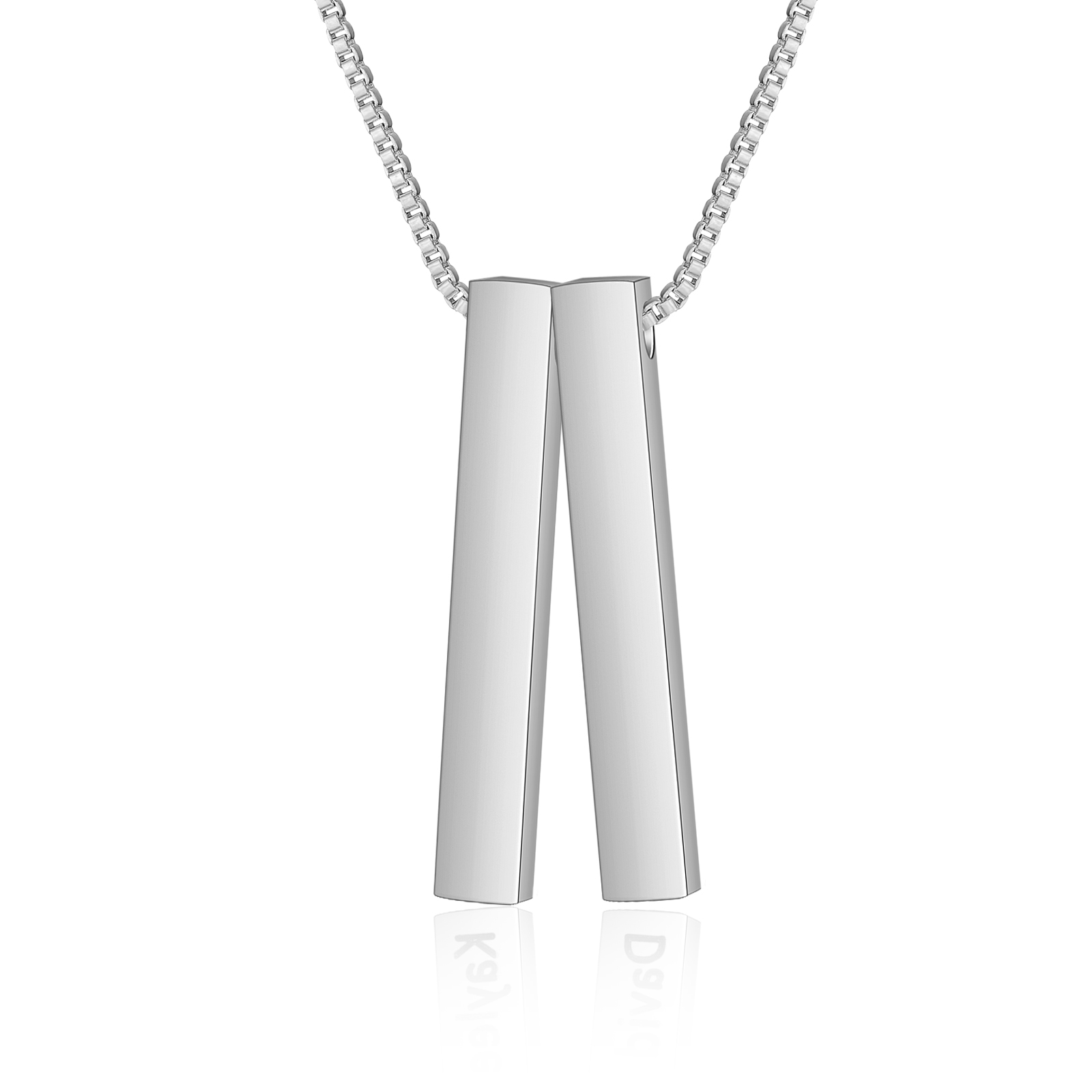 Vertical Bar Necklace Personalized 2 Names 3D Bar Necklace