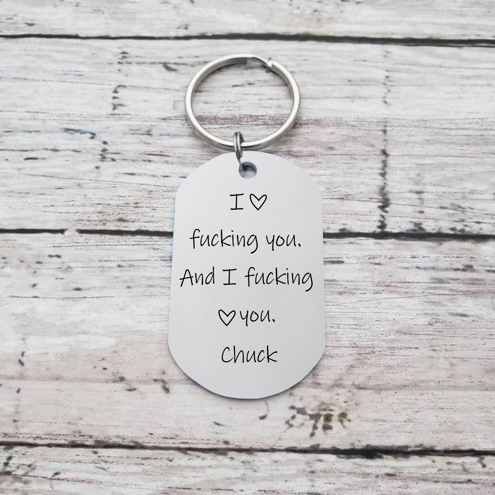 Funny Personalized Photo Keychain "I Love F❤cking You and I F❤cking Love You" Key Ring Gift for Couple
