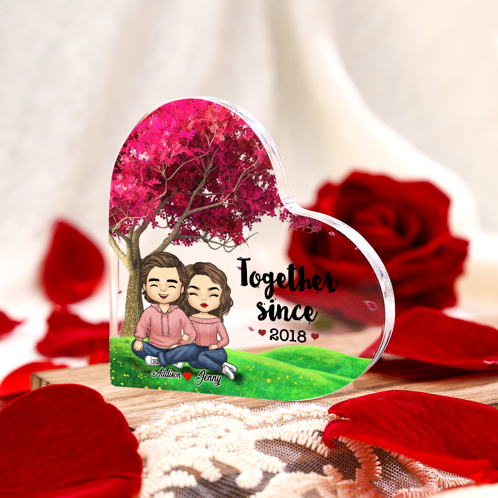 Personalized Acrylic Heart Keepsake Custom 2 Names & Year Ornament Valentine's Day Gifts for Couples