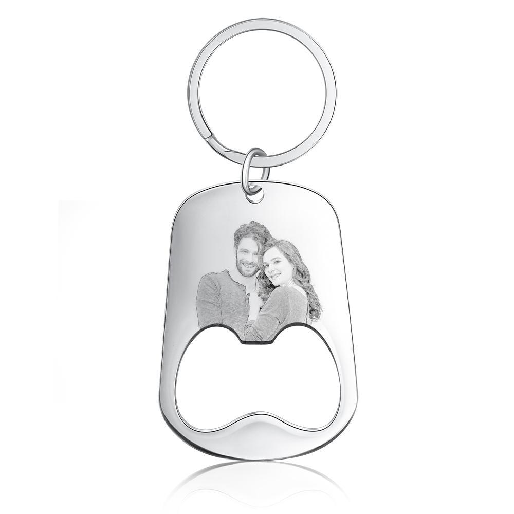 Custom Photo Keychain Personalized Bottle Opener Photo Engraved Gift for Father