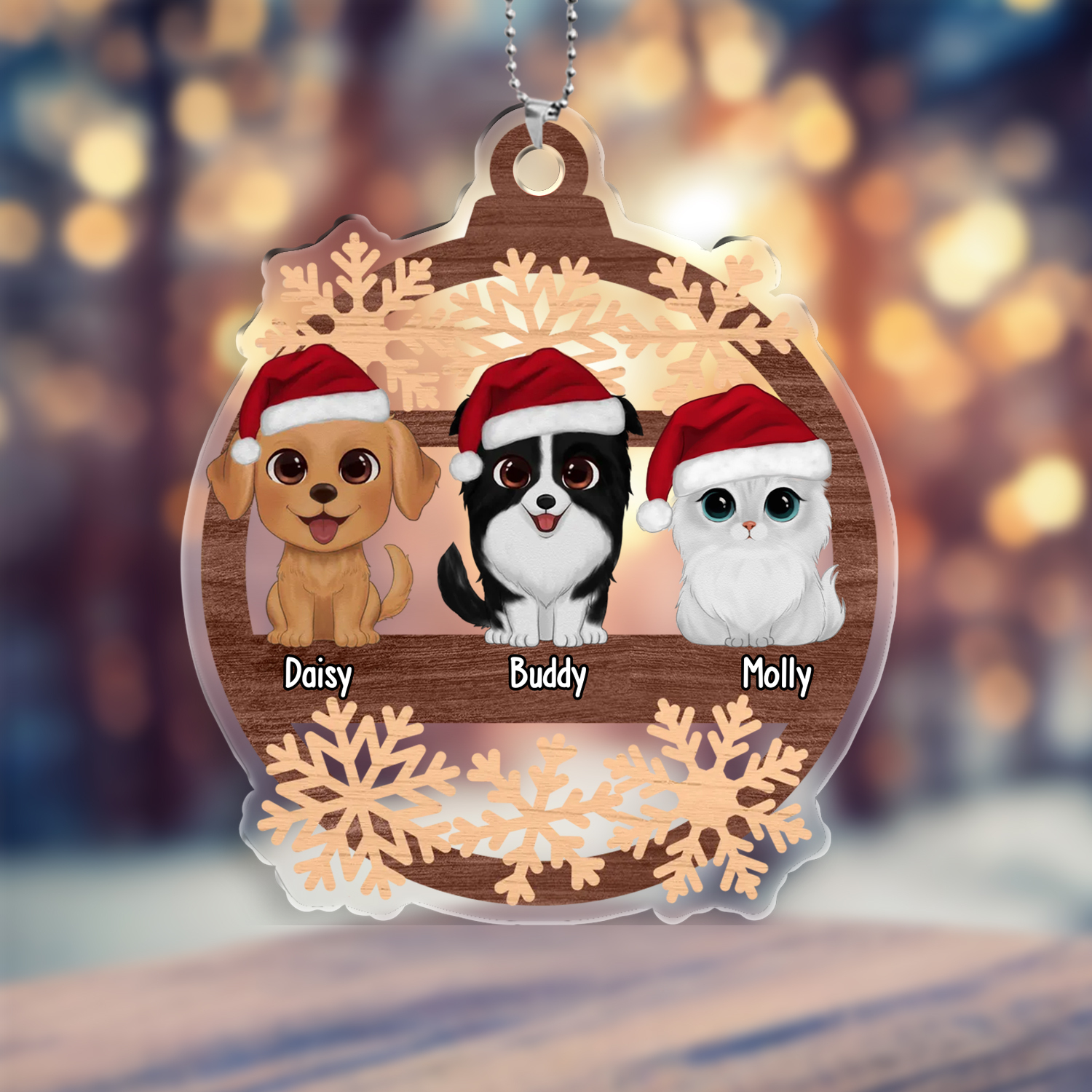 Pet Christmas Ornaments Customized 1–6 Names Wooden Christmas Decor Personalized Gifts for Family Friends