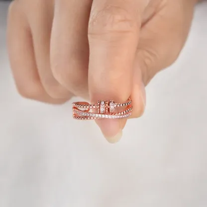 To My Daughter-S925 Spinning Bead Fidget Ring Gifts For Daughter