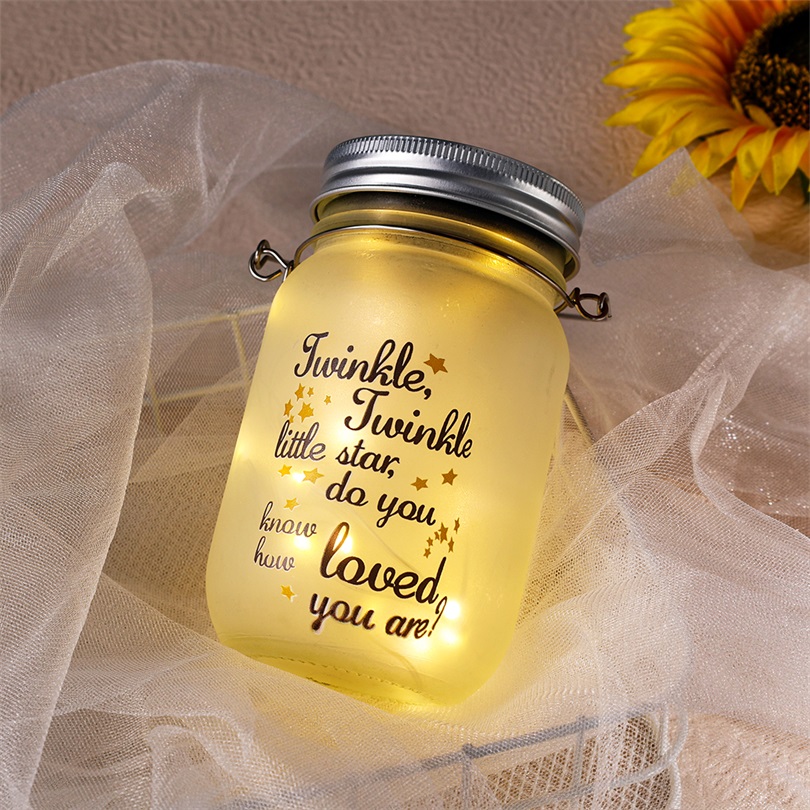 Mason Jar Night Light Twinkle Twinkle Little Star Led Lamp Home Decor