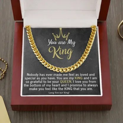 To My Man-Cuban Link Chain Necklace Gift Set "You Are My King"