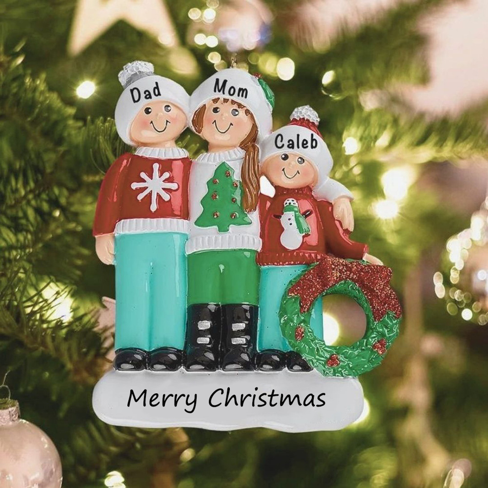 Personalized Family Christmas Ornament Custom 3 Names Hanging Ornament Gifts For Family