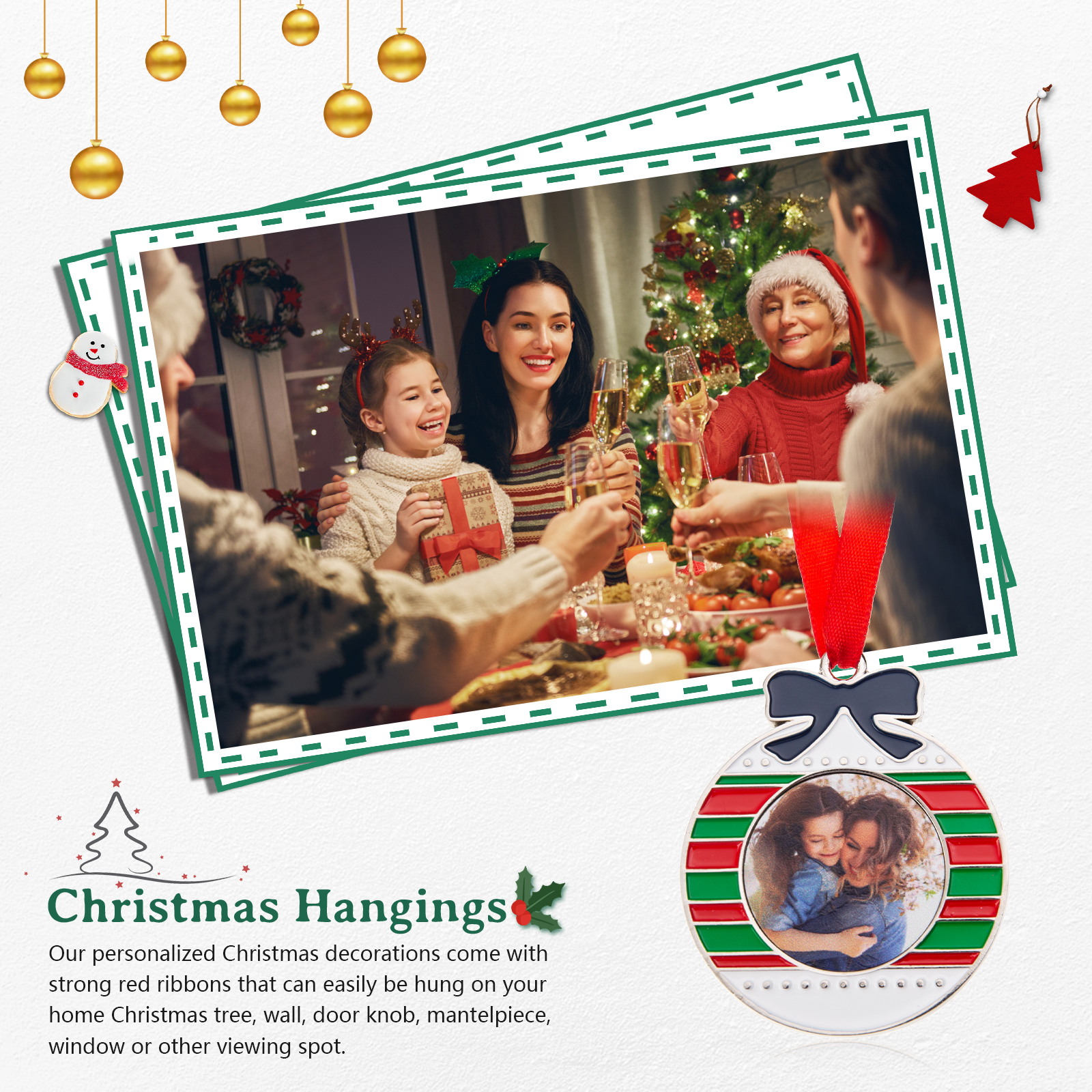 Personalized Photo Christmas Ornament Custom photos Gifts for Family