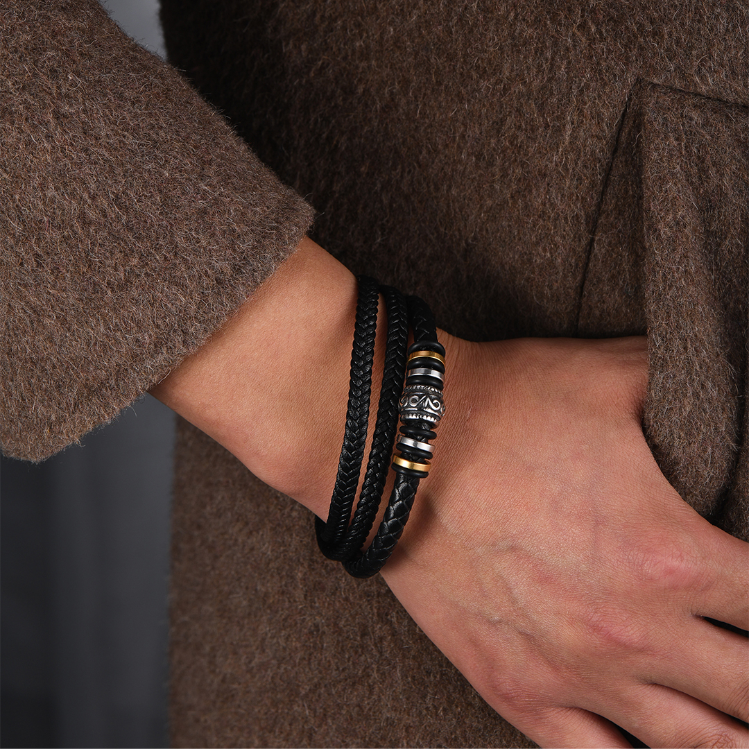 To My Bonus Son Braided Leather Bracelet "I'm So Proud of You"