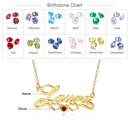 Personalized Ruby Name Necklace Heart-Shaped July Birthstone Necklace for Girls