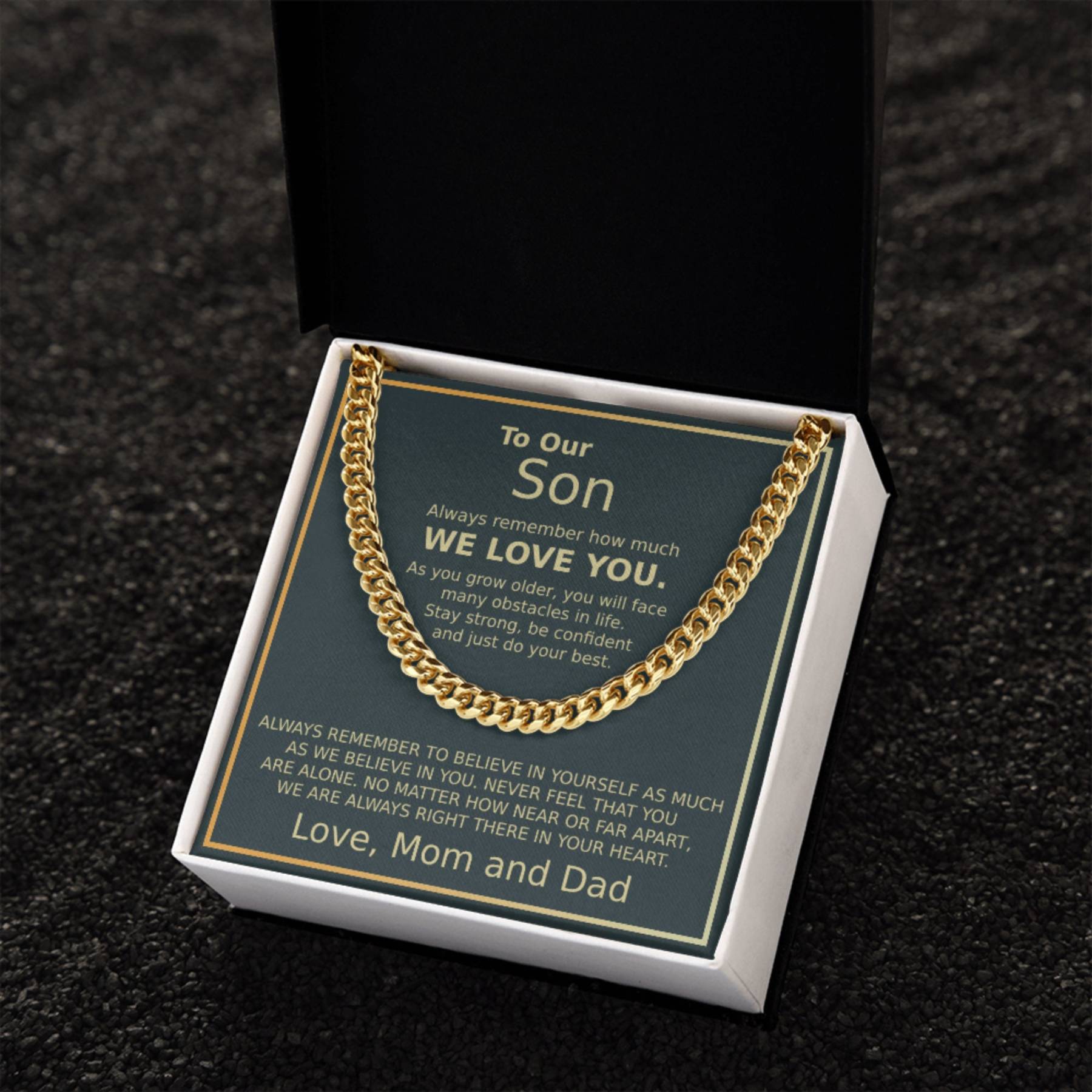 To Our Son Necklace Cuban Link Chain Necklace Gift Set - Always Remember How Much We Love You