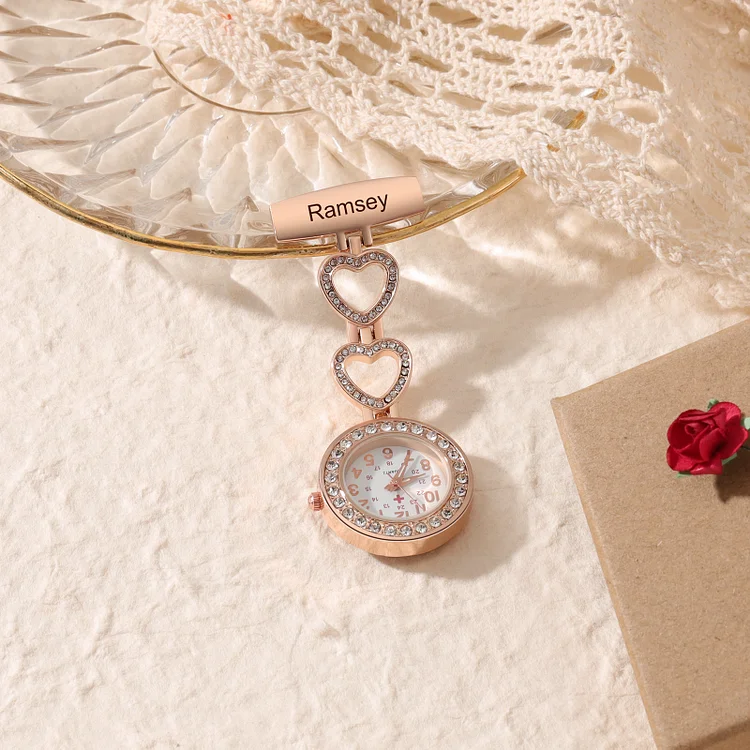 Personalized Name & Text Nurse Watch Portable Nurse Watch with Lapel Pin Gift for Doctor/Nurse