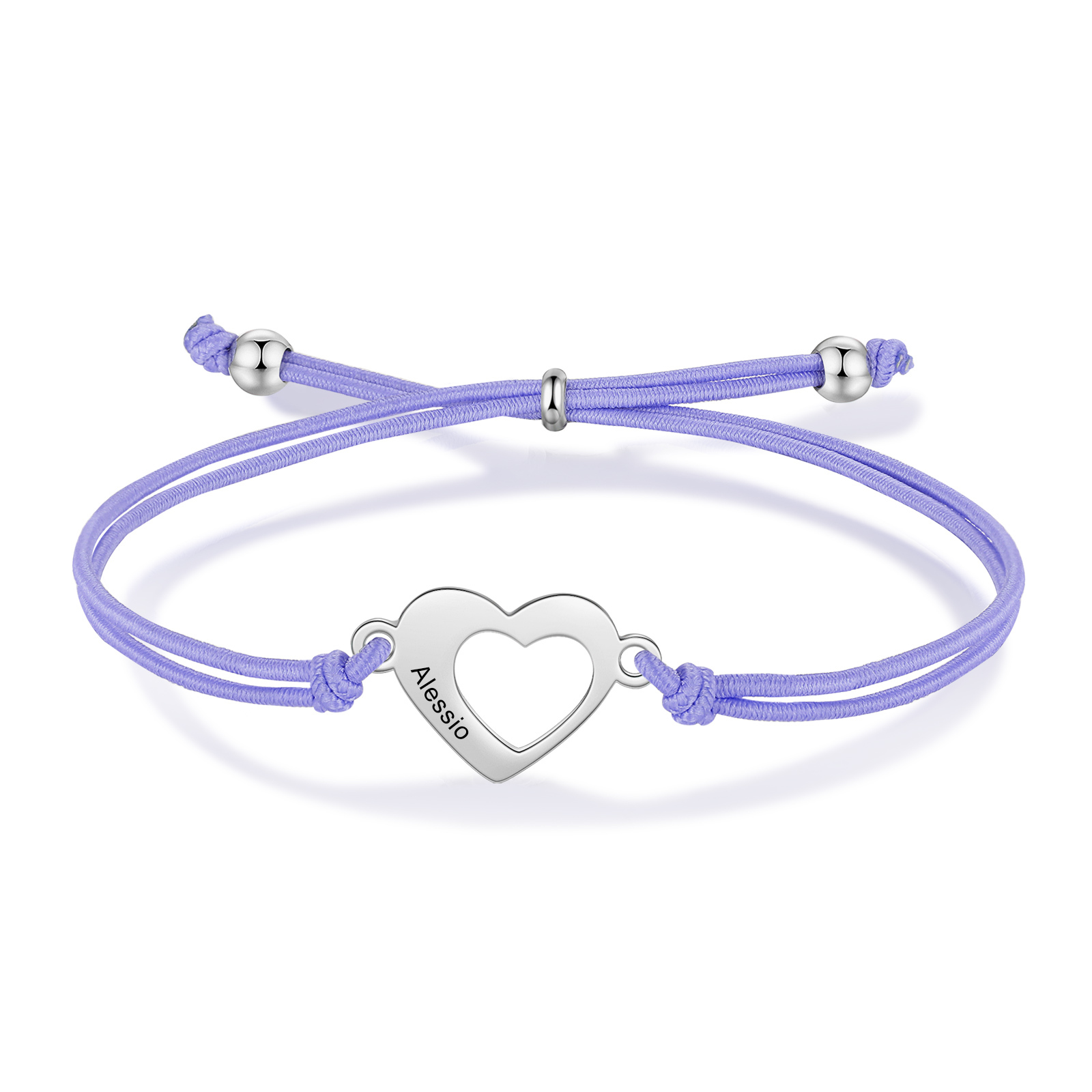 2 Pcs Heart Bracelet Set Custom 2 Names Adjustable Bracelets Back to School Gifts for Daughter Granddaughter