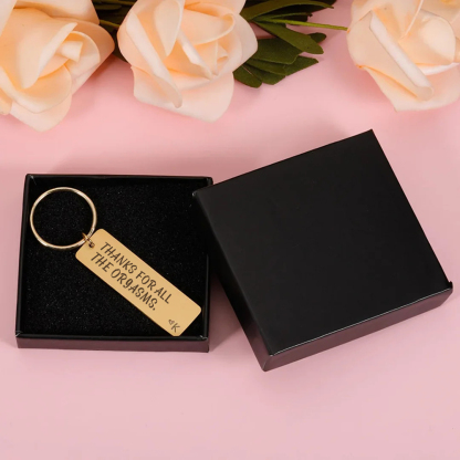 "Thanks for All The Orgasms" Love Funny Keychain Custom Initial Gift for Couple