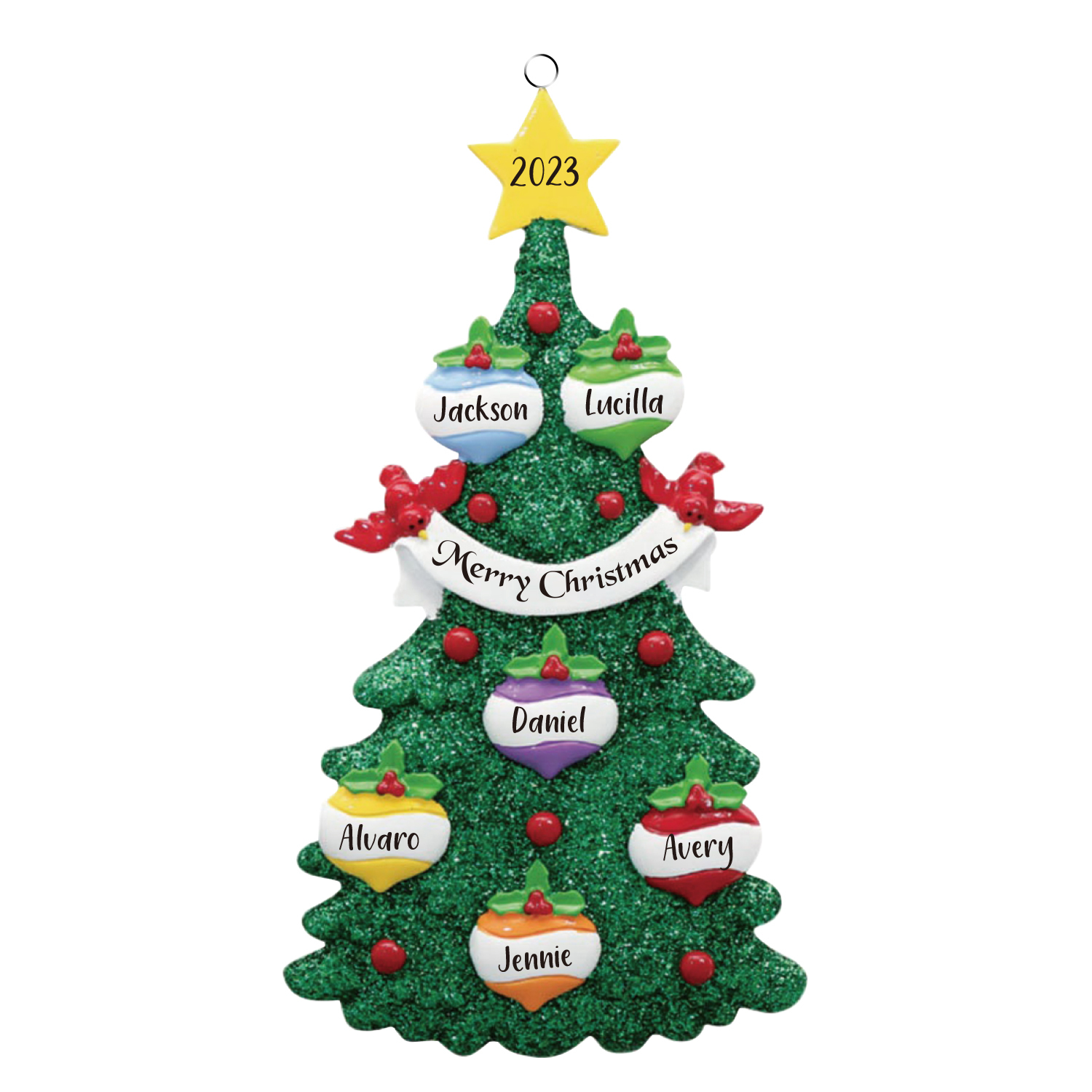 6 Names - Personalized Christmas Tree Ornaments Custom Text & Year Wooden Christmas Pendant Gifts for Family Friends