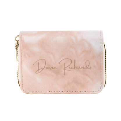 Personalized Women's Leather Wallet Custom Photo & Text Zipper Wallet Accordion Wallet Gift for Her