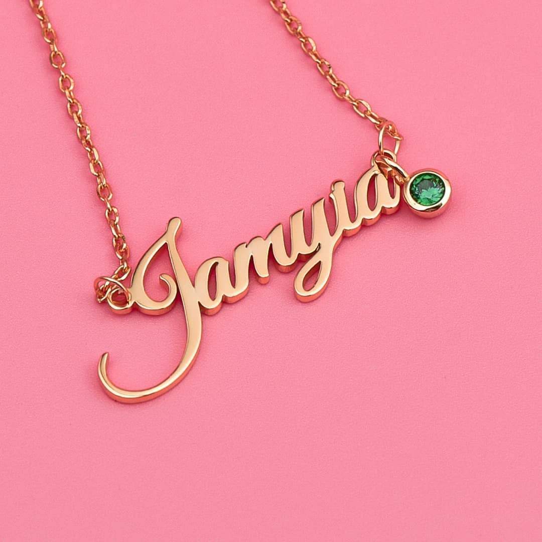 Custom Name Necklace With Birthstone Personalized Name Necklaces