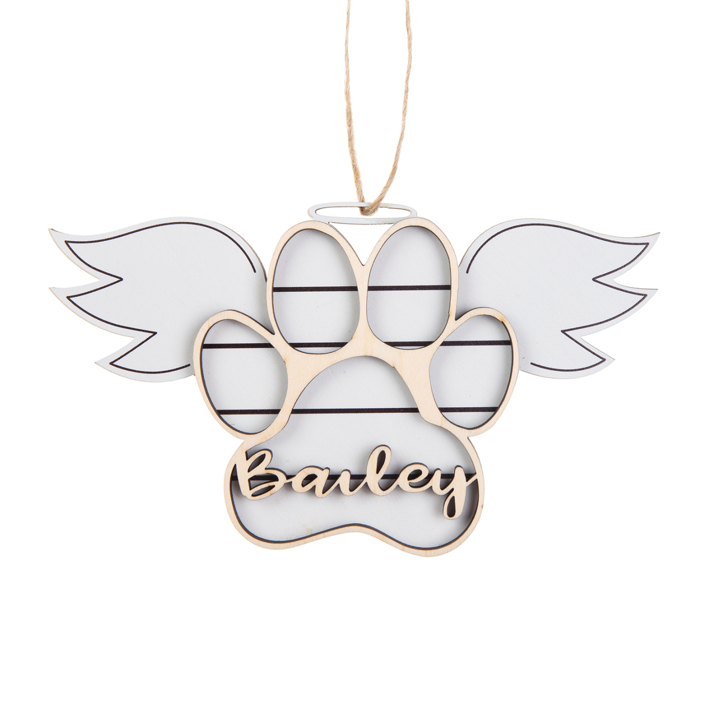 Personalized Dog Paw Christmas Ornament Angel Wings Hanging Ornament