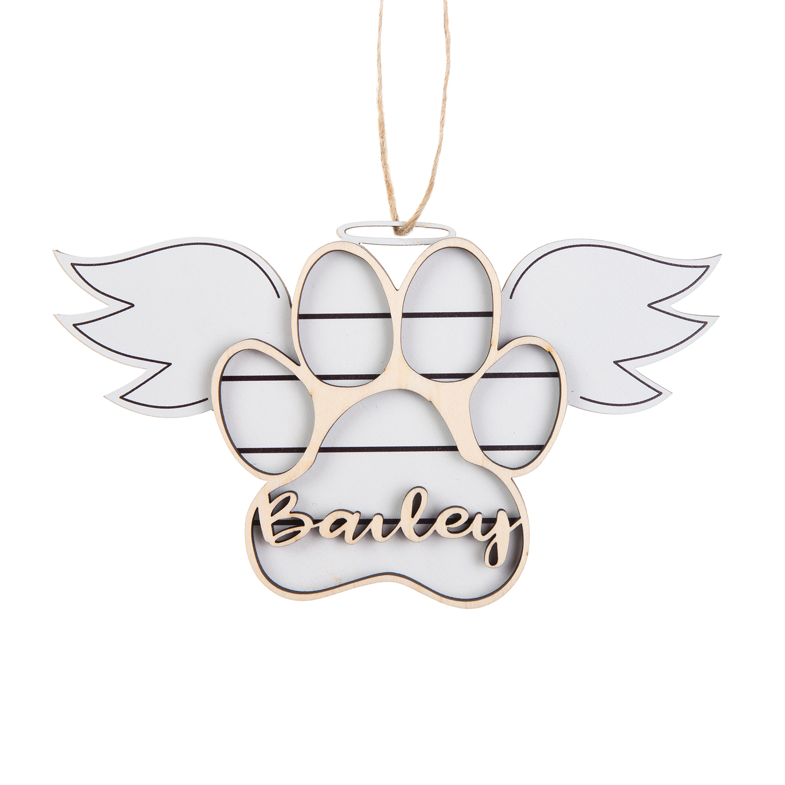 Personalized Dog Paw Christmas Ornament Angel Wings Hanging Ornament