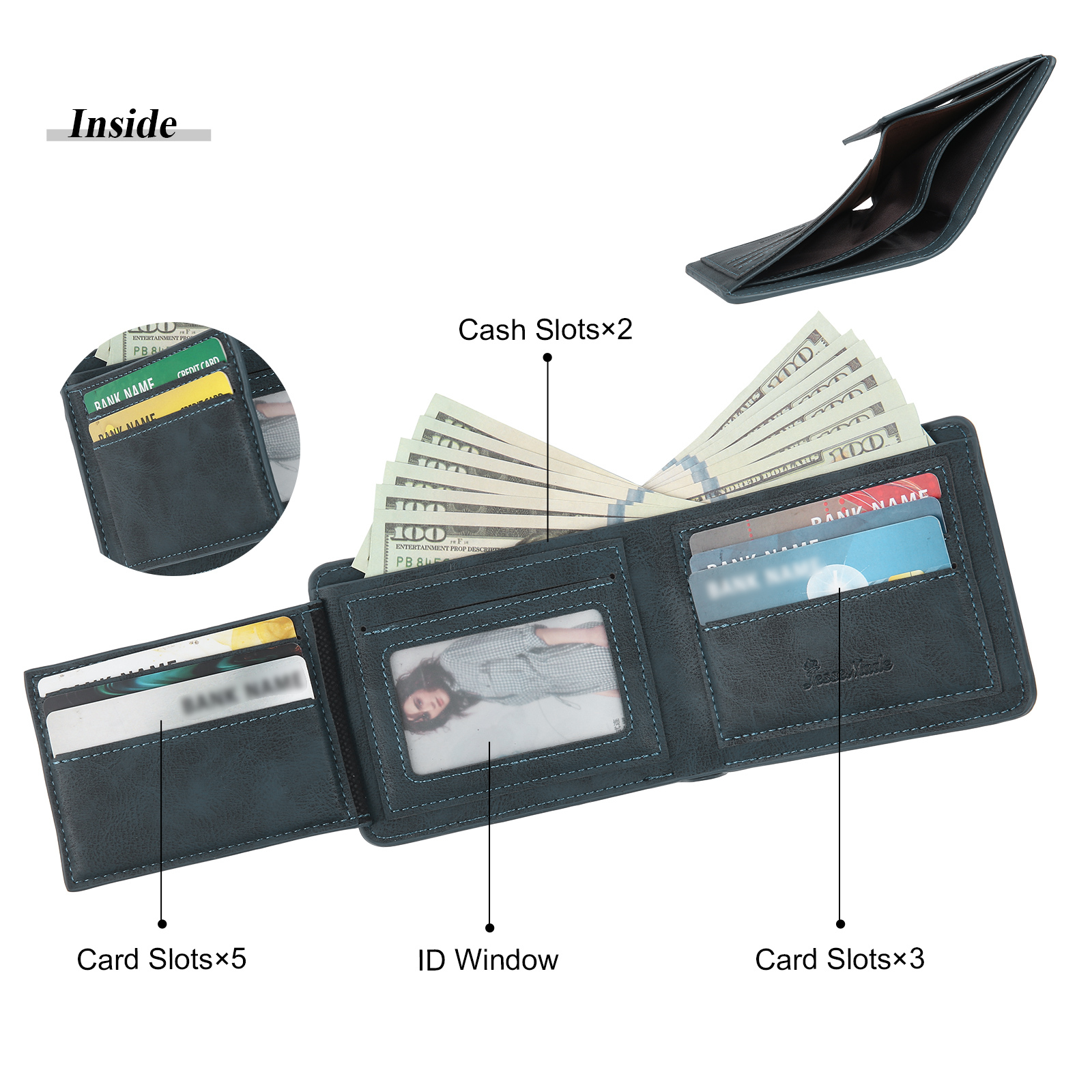 Personalized Monogram Wallet Custom Photo & Name & Letter Men's Leather Wallet Father's Day Gifts for Him