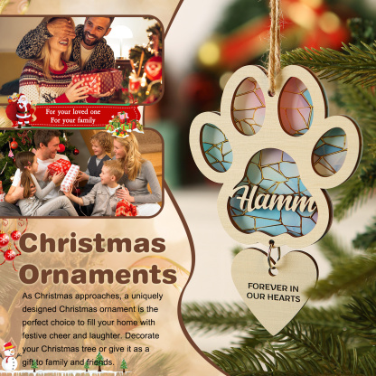 Custom Stained Glass Pet Paw Memorial Ornament