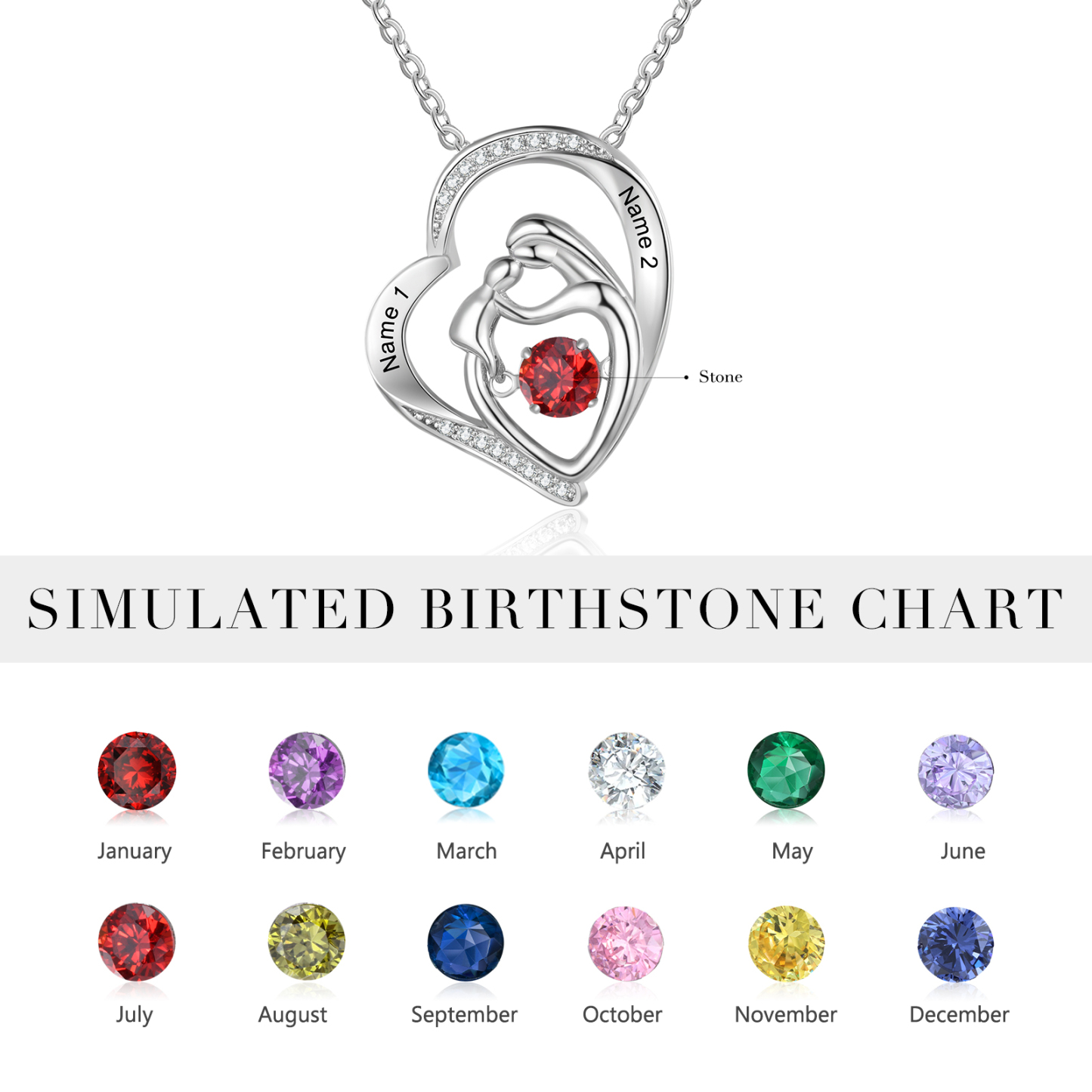 Mother Hold Child Necklace Personalized Birthstone Necklace Gifts For Her
