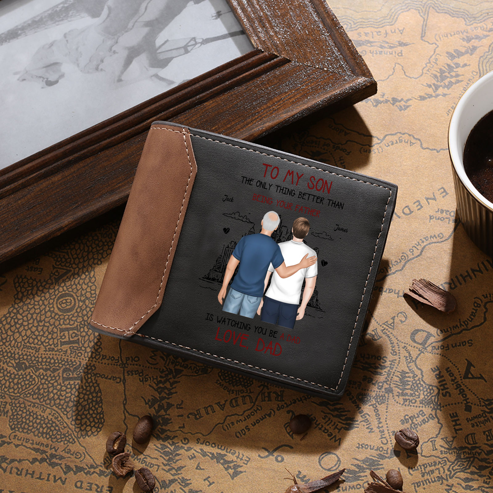 Perosnalized To My Son Dad Wallet Gift – With 1-10 Children’s Names & Custom Message Gift for Dad | Lorajewel