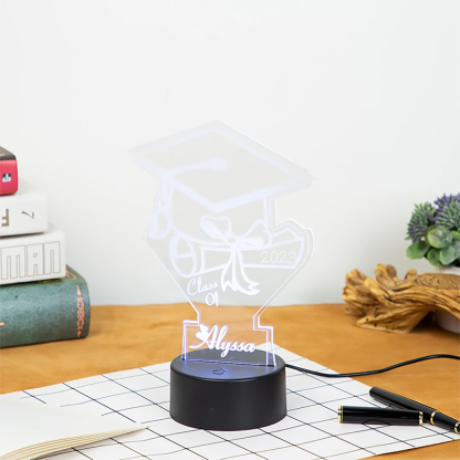 2023 Bachelor Cap Night Light Custom Name Lamp Graduation Gift