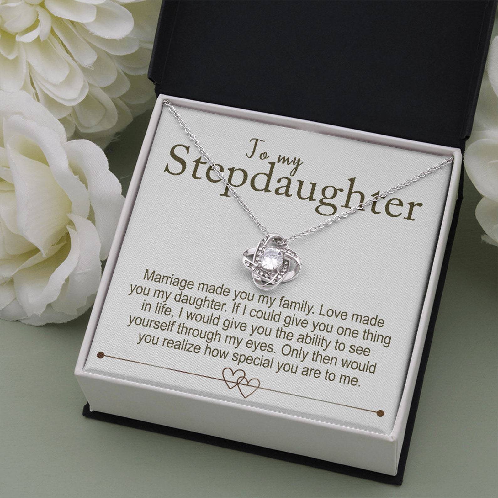 To My Stepdaughter - S925 Love Knot Necklace "Love Made You My Daughter" Gifts For Daughter