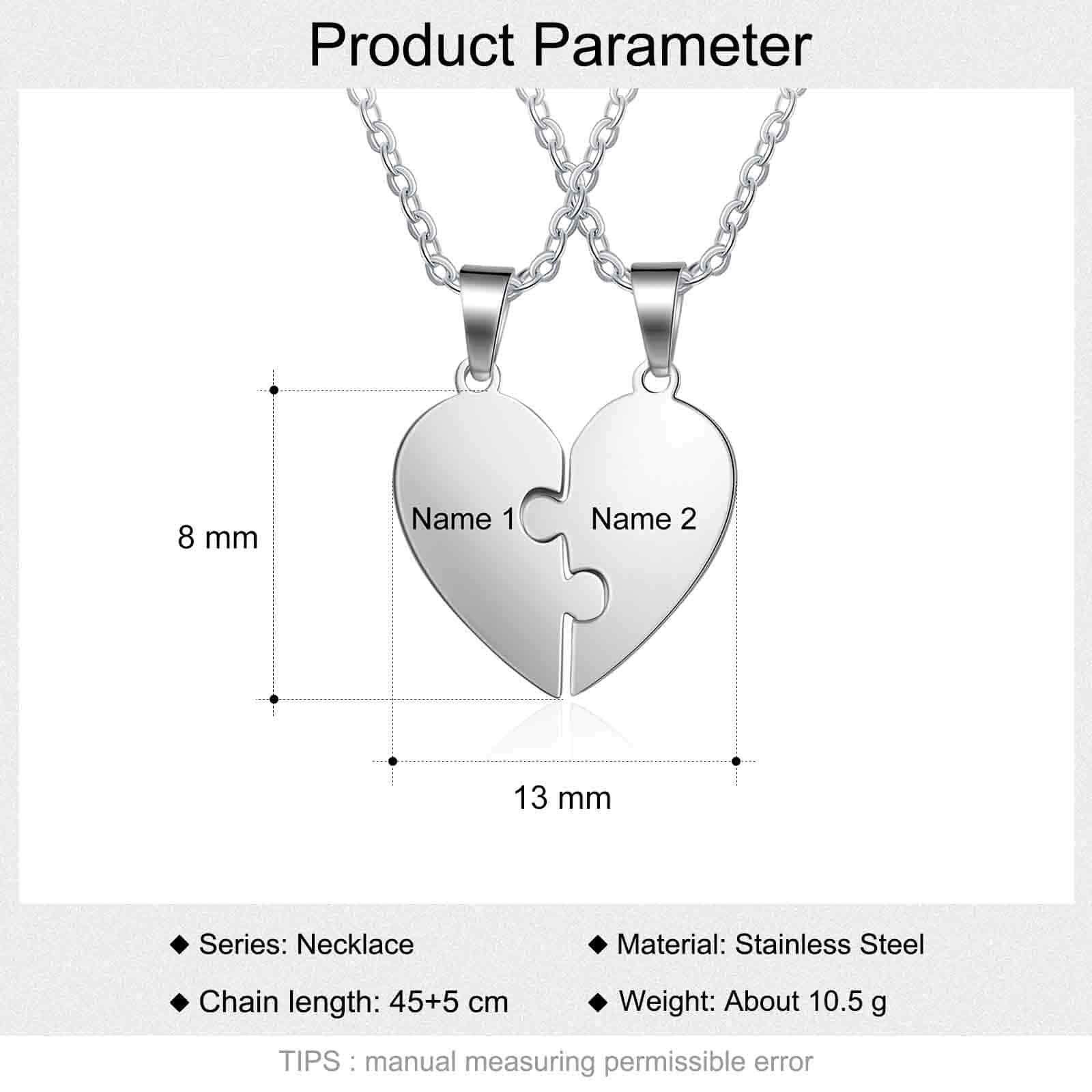 Custom Puzzle Piece Necklace with 2-8 Names For Family