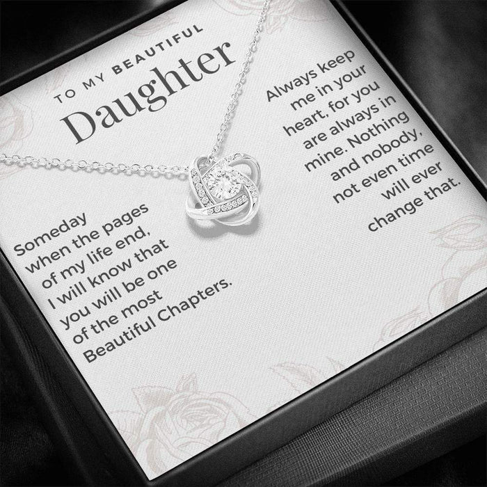 To My Beautiful Daughter Love Knot Necklace "Always Keep Me in Your Heart" Gifts For Daughter